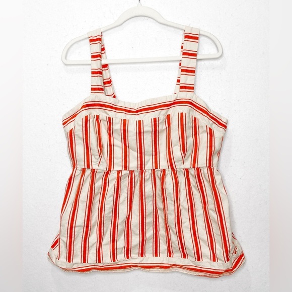 CABI Orange & Ivory Stripe Brunch Baby Doll Tank Top Style 6102 - Picture 1 of 7